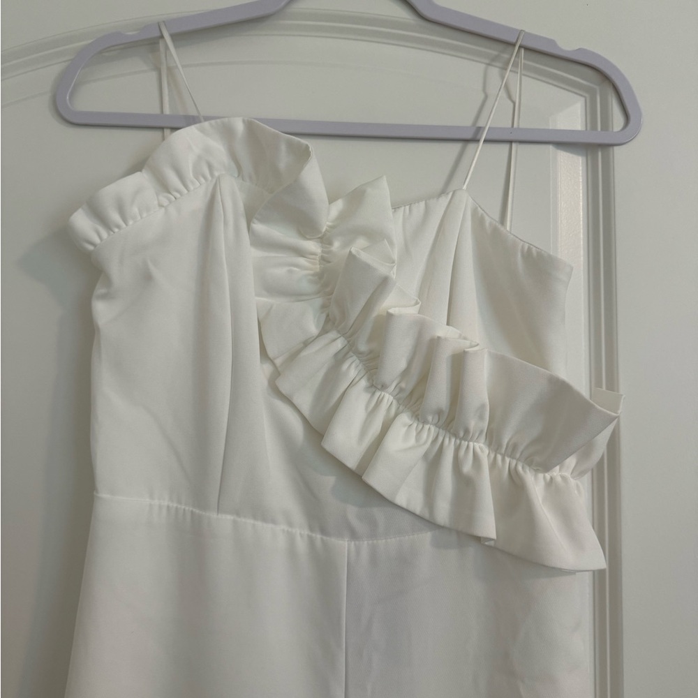 Elegant White Ruffle Jumpsuit